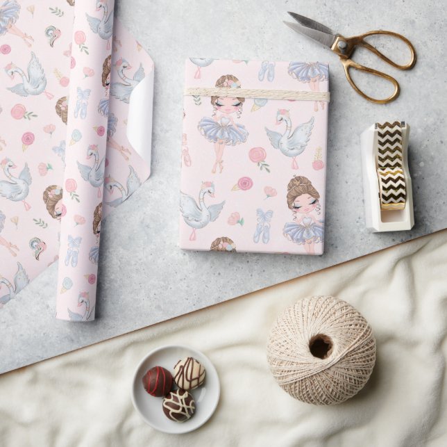 Papier Cadeau Ballerine avec cygnes  (Artisanat)