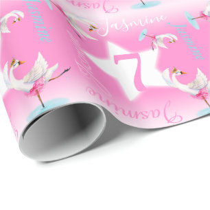 Papier Cadeau Ballerine de Swan aquarelle rose ballet 7e anniver