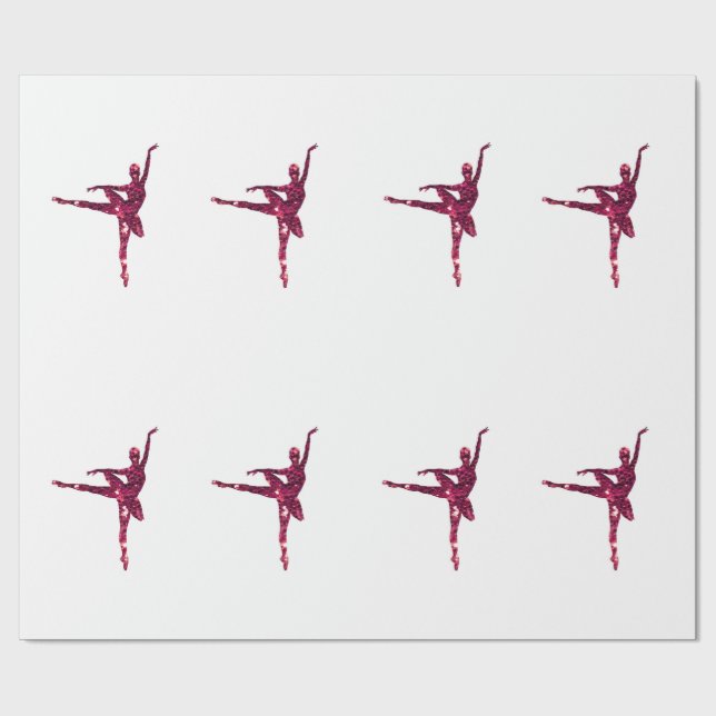 Papier Cadeau Ballerines scintillantes roses (Plat)