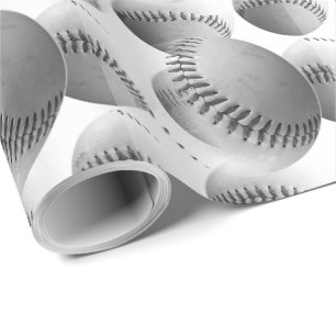Papier Cadeau Balles de baseball 3D (noir et blanc)