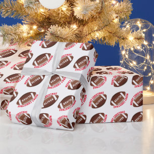 Papier Cadeau Balles de football américain Nom Joyeux Noël 