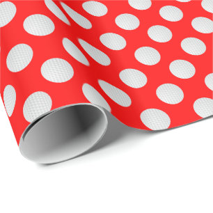 Papier Cadeau Balles de golf blanches sur fond rouge