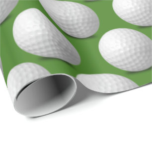 Papier Cadeau balles de golf blanches sur vert