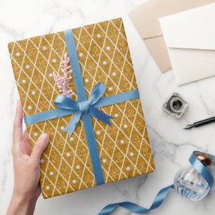 Papier Cadeau Balles de golf et clubs Argyle sur fond jaune fonc