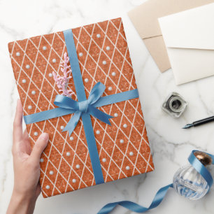 Papier Cadeau Balles de golf et clubs Argyle sur fond orange fon
