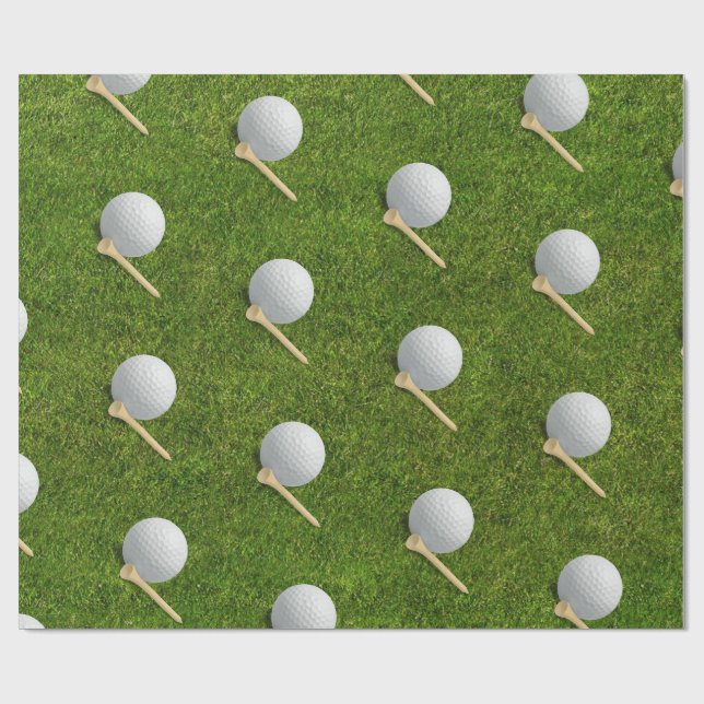 Papier Cadeau Balles de golf sur fond d'herbe verte (Plat)