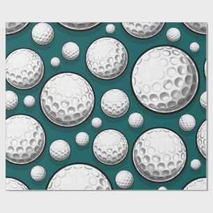 Papier Cadeau Balles de Golf Vertes