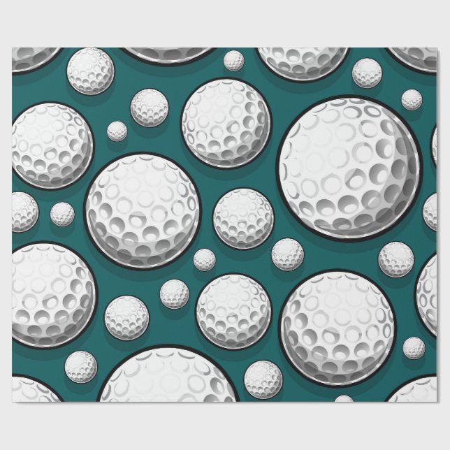 Papier Cadeau Balles de Golf Vertes (Plat)