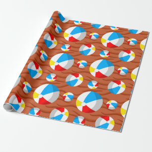 Papier Cadeau Balles de plage sable rouge