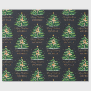 Papier Cadeau Ballet de Noël personnalisé Danseuse ballerine    