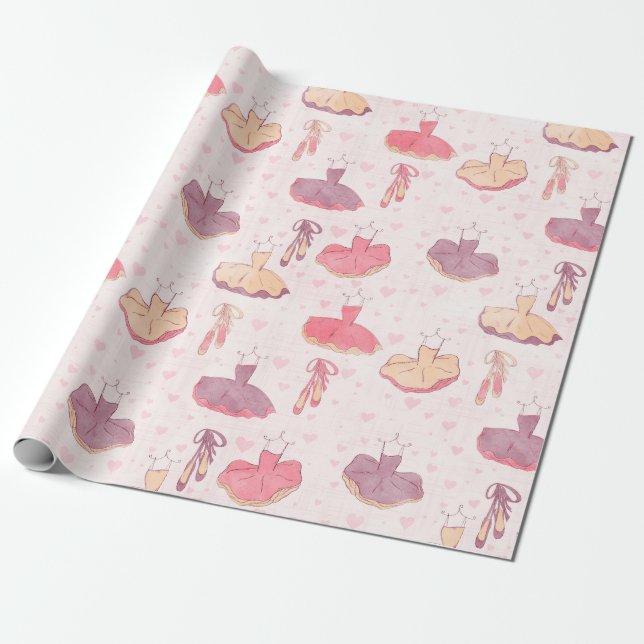 Papier Cadeau Ballet Tutu Chaussures et robes de Pointe (Déroulé)