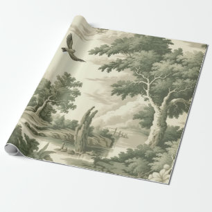 Papier Cadeau Ballon à Air Chaud Toile de Campagne Verte (2)