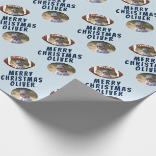 Papier Cadeau Ballon de Football Américain Joyeux Noël Garçon Ph