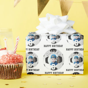 Papier Cadeau Ballon de Football Enfants Joyeux Anniversaire Âge