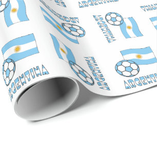 Papier Cadeau Ballon de football et drapeau argentin