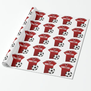 Papier Cadeau Ballon de football et le Jersey en rouge