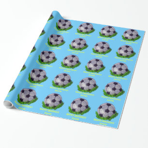 Papier Cadeau Ballon de football personnalisable sur l'herbe