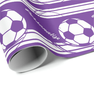 Papier Cadeau Ballon de football pourpre sportif