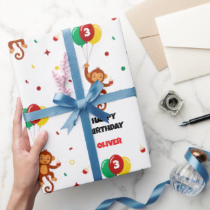 Papier Cadeau Ballon Singe Volant