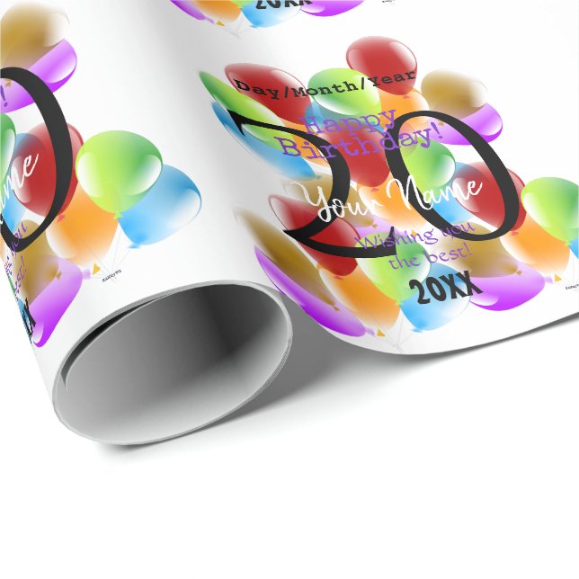 Papier Cadeau Ballons Anniversaire HAMbyWG (Coin rond)