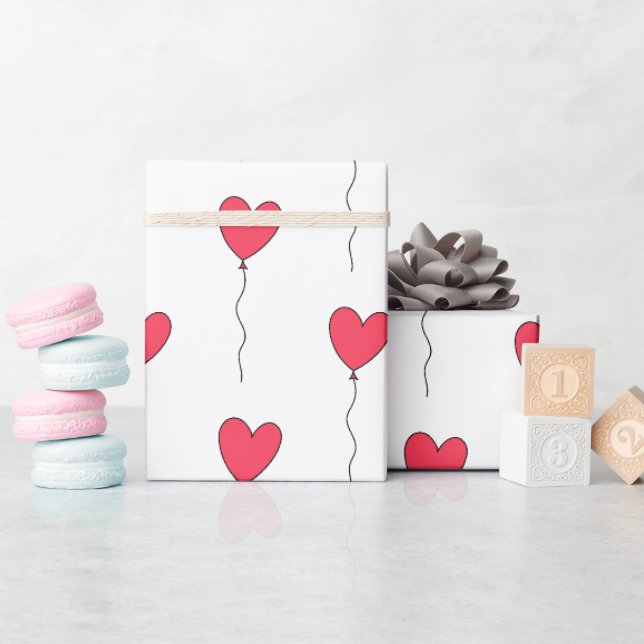 Papier Cadeau Ballons cardiaques (Baby Shower)