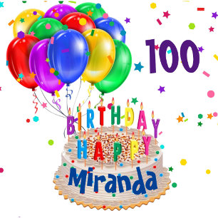 Papier Cadeau Ballons colorés Ajouter NOM AGE 100 Anniversaire