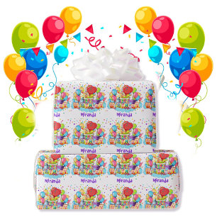 Papier Cadeau Ballons colorés Ajouter un nom Cadeau Anniversaire