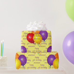 Papier Cadeau Ballons colorés Joyeux Motif d'anniversaire Modèle
