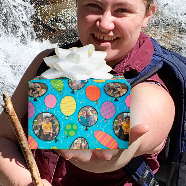 Papier Cadeau Ballons d'anniversaire personnalisé cadeau photo b (Créateur téléchargé)