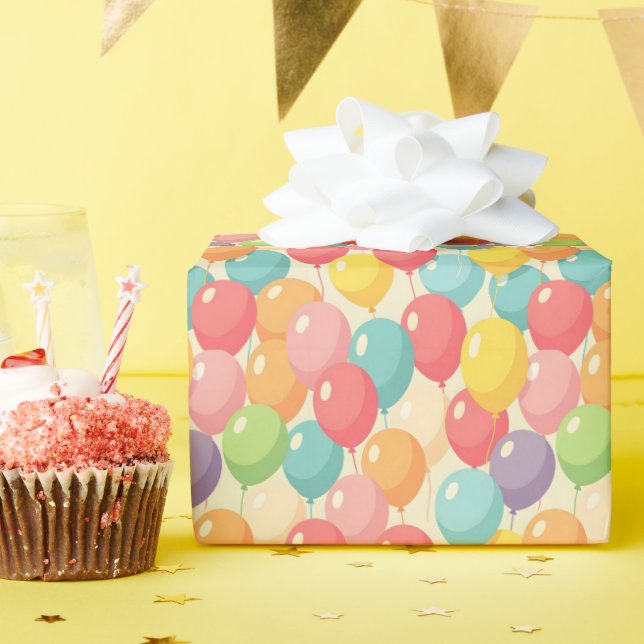 Papier Cadeau Ballons de fête de différentes couleurs (Fête d'anniversaire)