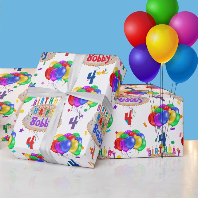 Papier Cadeau Ballons de gâteau d'anniversaire Personnaliser le  (Créateur téléchargé)