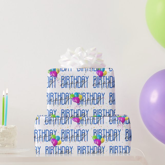 Papier Cadeau Ballons et Confettis Joyeux Anniversaire   (Cadeaux de fête)