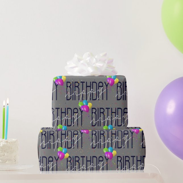 Papier Cadeau Ballons et Confettis Joyeux Anniversaire  (Cadeaux de fête)