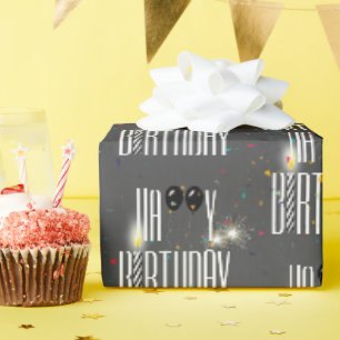 Papier Cadeau Ballons et Confettis Joyeux Anniversaire  