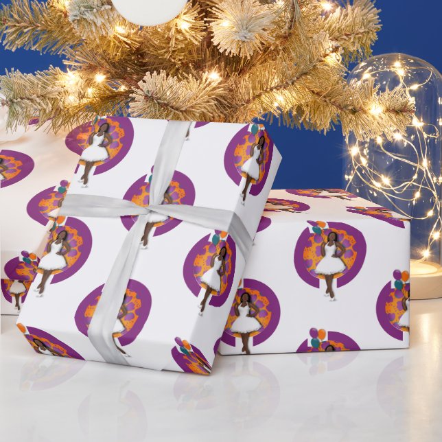 Papier Cadeau Ballons et fleurs pour la fête de mariage de femme (Vacances)