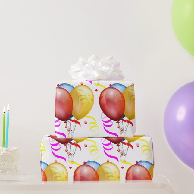 Papier Cadeau Ballons et Serpentin de Fête  (Cadeaux de fête)
