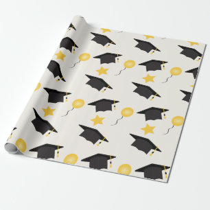 Papier Cadeau Ballons Motif de la casquette de graduation Stars