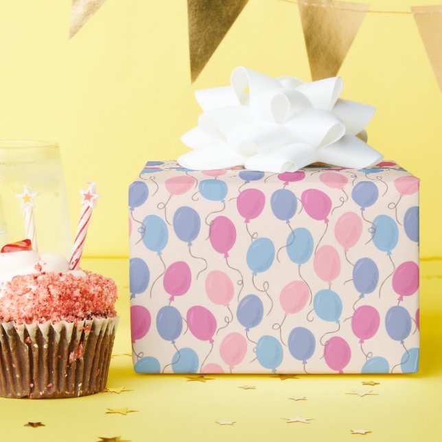 Papier Cadeau Ballons Pastel Colorés (Fête d'anniversaire)