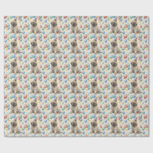 Papier Cadeau Ballons pour l'anniversaire d'un chiot Mastiff Flu