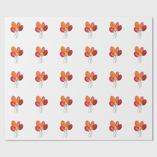 Papier Cadeau Ballons vibes heureuses (Plat)