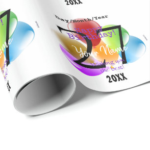 Papier Cadeau Balloons Cadeau Personnalisé Anniversaire Envelopp