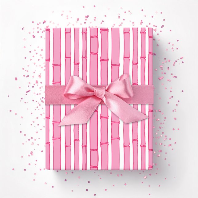 Papier Cadeau Bambooey Rayure de Bambou en Rose (Créateur téléchargé)