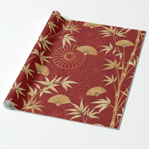 Papier Cadeau Bambou cramoisi Est-Asiatique (2)