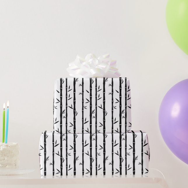 Papier Cadeau Bambou noir et blanc personnalisé (Cadeaux de fête)