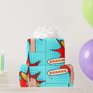 Papier Cadeau Banane dans le style de la bande dessinée Pop Art