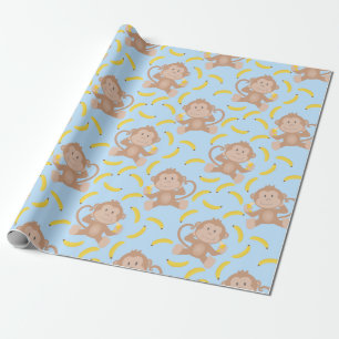 Papier Cadeau Banane de singe Munch bleu