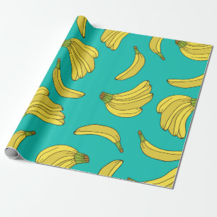 Papier Cadeau Bananes dessinées à la main sans couture motif. 