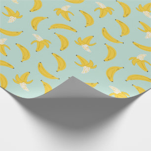Papier Cadeau Bananes mignonnes sur bleu clair