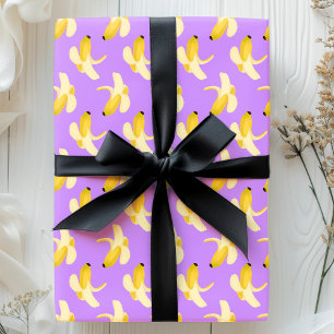 Papier Cadeau Bananes sur motif de fruits violets