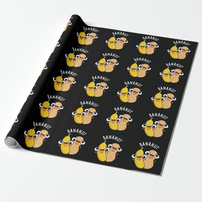 Papier Cadeau Bananut Funny Fruit Banana Pun Dark BG (Déroulé)